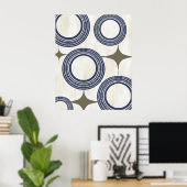 Poster Abstrait moderne du milieu du siècle - bleu (Bureau à domicile)