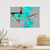 Poster Abstrait moderne - Géométrique, Gris et Turquoise (Cuisine)