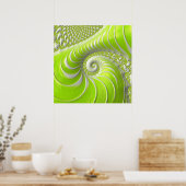 Poster Abstrait Moderne Lime Green Spiral Fractal (Cuisine)