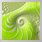 Poster Abstrait Moderne Lime Green Spiral Fractal (Devant)
