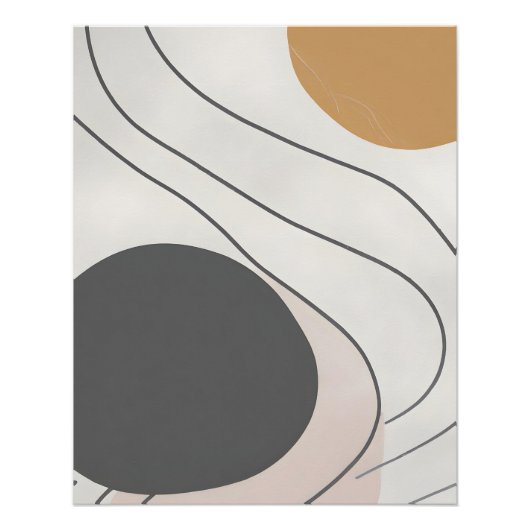 Poster Abstrait Moderne Neutre avec Lignes Fluides (Devant)