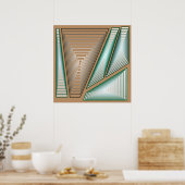 Poster Abstrait moderne - Pyramides de 3 jours, Taupe et  (Cuisine)