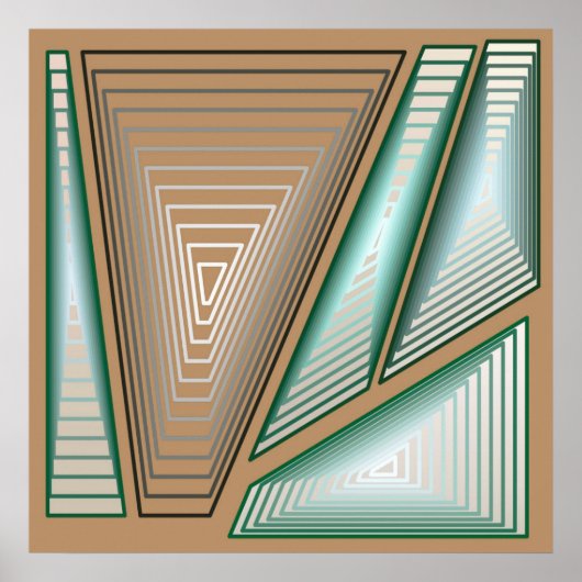 Poster Abstrait moderne - Pyramides de 3 jours, Taupe et  (Devant)