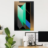 Poster Abstrait Moderne Vert Bleu Or (Bureau à domicile)