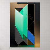 Poster Abstrait Moderne Vert Bleu Or (Devant)