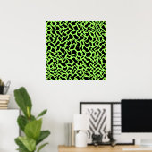 Poster Abstrait Motif graphique noir et vert citron vert. (Bureau à domicile)