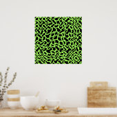 Poster Abstrait Motif graphique noir et vert citron vert. (Cuisine)