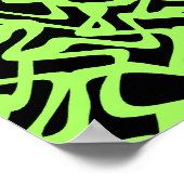 Poster Abstrait Motif graphique noir et vert citron vert. (Coin)