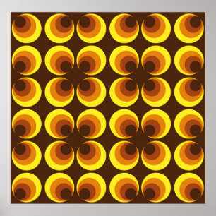 Poster Abstrait. motif sans couture colorée des années 60