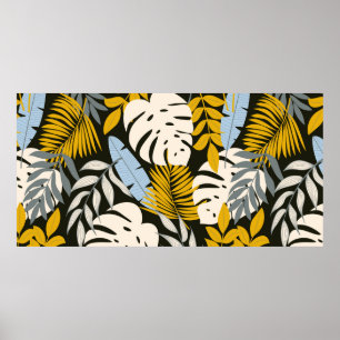 Poster Abstrait motif sans faille avec des feuilles tropi