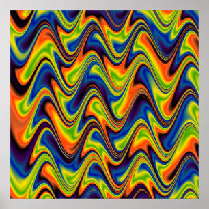Poster Abstrait Multicolore Ondulé