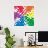Poster Abstrait multicolore ondulé (Bureau à domicile)