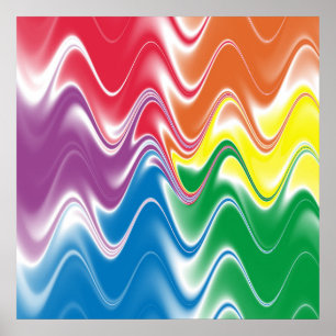 Poster Abstrait multicolore ondulé