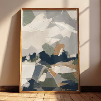 Poster Abstrait Neutre en Gris Crème et Ocre (non encadré