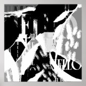 Poster Abstrait noir blanc gris (Devant)