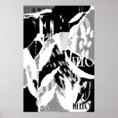 Poster Abstrait noir blanc gris (Devant)