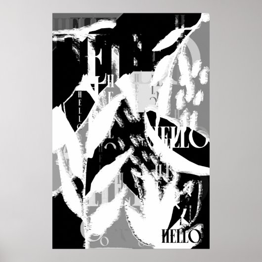 Poster Abstrait noir blanc gris (Devant)