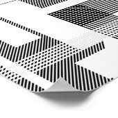 Poster Abstrait noir blanc moderne carré motif rayé (Coin)