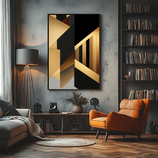 Poster Abstrait Noir Or Luxueux