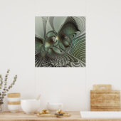 Poster Abstrait Olive Sage Green Grey Fractal Art Imagina (Cuisine)