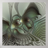 Poster Abstrait Olive Sage Green Grey Fractal Art Imagina (Devant)