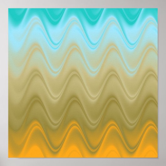 Poster Abstrait Ondulé Bleu Vert Orange (Devant)