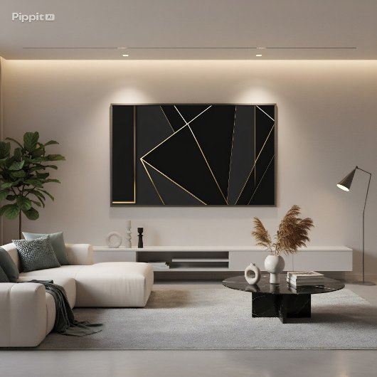 Poster Abstrait Or Noir Luxueux