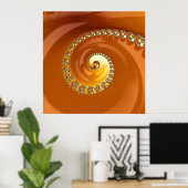 Poster Abstrait or Orange Dégradé Spiral Fractal (Bureau à domicile)