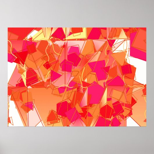 Poster Abstrait orange et rose chaud (Devant)