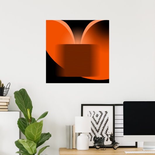Poster Abstrait Orange Luxe avec Black AP0004 (Bureau à domicile)
