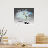 Poster *~* Abstrait Pastel bleu DANDELION Faire un voeu (Cuisine)