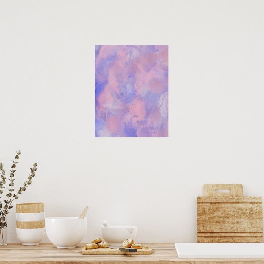 Poster Abstrait Pastel Blush Rose et Bleu (Cuisine)