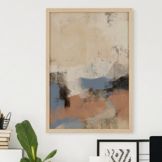 Poster Abstrait Pinceau Terreux Bleu