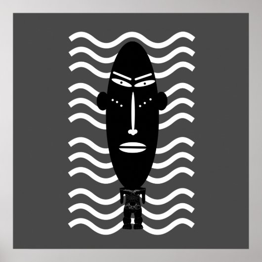 Poster abstrait portrait noir moderne (Devant)