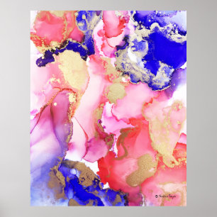 Poster Abstrait Purple Gold Metallic Pink