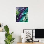 POSTER ABSTRAIT PURPLE TURQUOISE MARBRE VERT ART (Bureau à domicile)