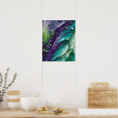 POSTER ABSTRAIT PURPLE TURQUOISE MARBRE VERT ART (Cuisine)