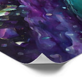 POSTER ABSTRAIT PURPLE TURQUOISE MARBRE VERT ART (Coin)