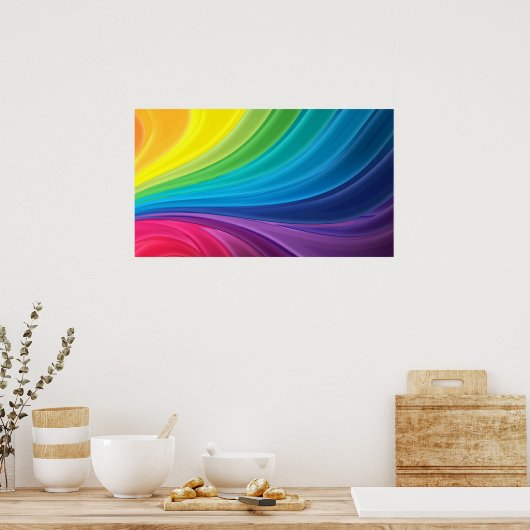 Poster Abstrait Rainbow Swirl (Cuisine)