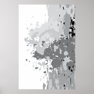 Poster Abstrait Rebelle Gris, Blanc, Noir Art de Tache