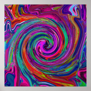 Poster Abstrait Rétro Groovy Tourbillon Magenta Foncé Arc