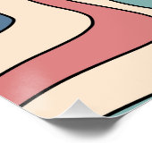 Poster Abstrait Retro les années 70 marbre Bleu Rouge Sup (Coin)