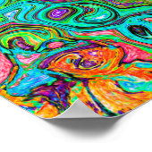 Poster Abstrait Rétro Liquide Tourbillon Groovy Aigue-Mar (Coin)