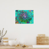 Poster Abstrait Rétro Liquide Tourbillon Groovy Aigue-Mar (Cuisine)