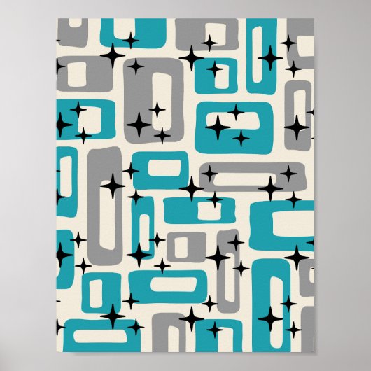 Poster Abstrait Rétro Moderne du Milieu du Siècle (Devant)