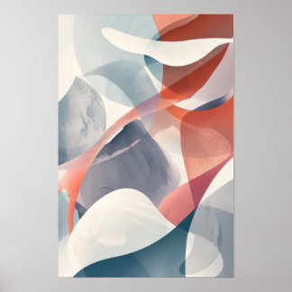 Poster Abstrait Rock Grey et Red Modern
