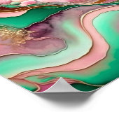 Poster Abstrait rose et Turquoise Verdigris 18e (Coin)