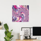 Poster Abstrait rose pourpre spirale fractale (Bureau à domicile)
