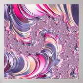 Poster Abstrait rose pourpre spirale fractale (Devant)