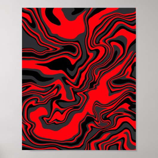 Poster Abstrait rouge et noir (Devant)